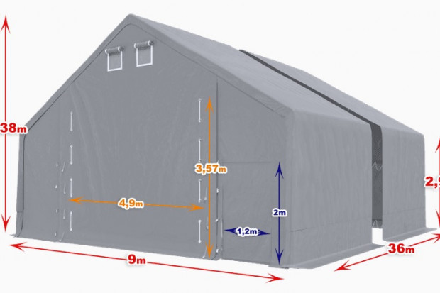 Ogłoszenie rolnicze: Hala namiotowa 9m × 36m × 3m/5,38m