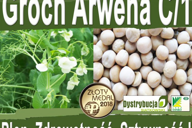 Ogłoszenie rolnicze: Kwalifikowane nasiona siewne grochu siewnego odm. ARWENA C/1